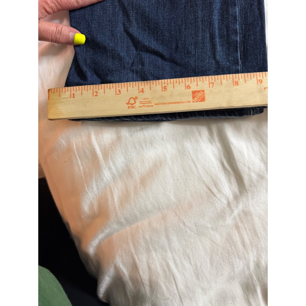 American Eagle Kick Boot Stretch 12 Long Dark Wash Blue Bootcut Distressed - Picture 4 of 8